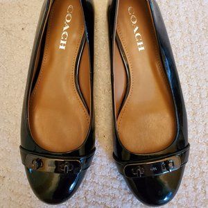 coach ballet flats size 7 black patent